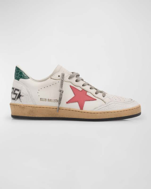 Ball Star Low-Top Crinkled Leather Sneakers